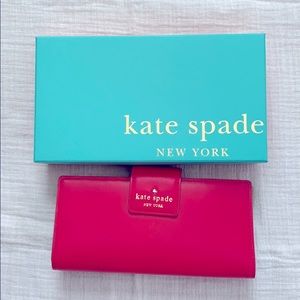 NIB Kate Spade long stacia wallet, ringwald pink
